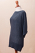Cotton blend pullover, 'Open Elegance in Azure' - Knit Cotton Blend Pullover in Azure from Peru (image 2b) thumbail
