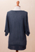 Cotton blend pullover, 'Open Elegance in Azure' - Knit Cotton Blend Pullover in Azure from Peru (image 2c) thumbail