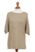 Cotton blend pullover, 'Sandy Zigzag' - Knit Cotton Blend Pullover in Sand from Peru thumbail