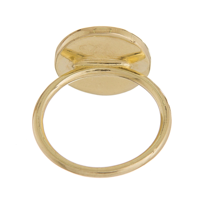 Gold plated sodalite single stone ring, 'Magic Pulse' - Gold Plated Sodalite Single Stone Ring from Peru