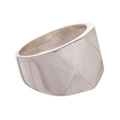 Sterling silver cocktail ring, 'Modern Fortress' - Geometric Sterling Silver Cocktail Ring Crafted in Peru