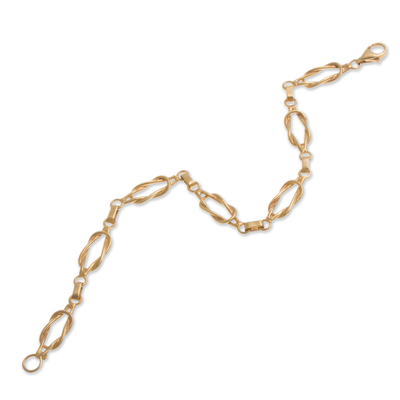 Gold plated sterling silver link bracelet, 'Intertwined Links' - 18k Gold Plated Silver Link Bracelet from Peru
