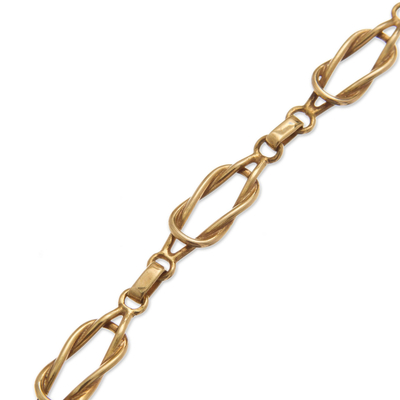 Vergoldetes Gliederarmband aus Sterlingsilber - 18 Karat vergoldetes Silber-Gliederarmband aus Peru