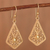 Gold-plated filigree dangle earrings, 'Royal Scroll in Gold' - Gold-Plated Sterling Silver Filigree Kite Dangle Earrings (image 2) thumbail