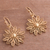 Gold plated sterling silver filigree dangle earrings, 'Starburst Flower in Gold' - Gold Plated Sterling Silver Filigree Flower Dangle Earrings (image 2b) thumbail