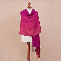 Alpaca blend shawl, 'Fuchsia Fiesta'