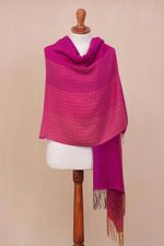 Alpaca blend shawl, 'Fuchsia Fiesta' - Hand Woven Fuchsia Alpaca Blend Shawl from Peru