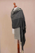 Alpaca blend shawl, 'Magnificent Grey' - Hand Woven Grey Striped Alpaca Blend Shawl from Peru (image 2c) thumbail