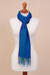Alpaca blend scarf, 'Tranquil Glory' - Hand Woven Striped Alpaca Blend Wrap Scarf from Peru (image 2d) thumbail