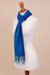 Alpaca blend scarf, 'Tranquil Glory' - Hand Woven Striped Alpaca Blend Wrap Scarf from Peru (image 2e) thumbail
