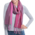 Alpaca blend scarf, 'Perfect Pink' - Hand Woven Striped Alpaca Blend Wrap Scarf from Peru thumbail