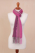 Alpaca blend scarf, 'Perfect Pink' - Hand Woven Striped Alpaca Blend Wrap Scarf from Peru (image 2d) thumbail