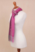 Alpaca blend scarf, 'Perfect Pink' - Hand Woven Striped Alpaca Blend Wrap Scarf from Peru (image 2e) thumbail