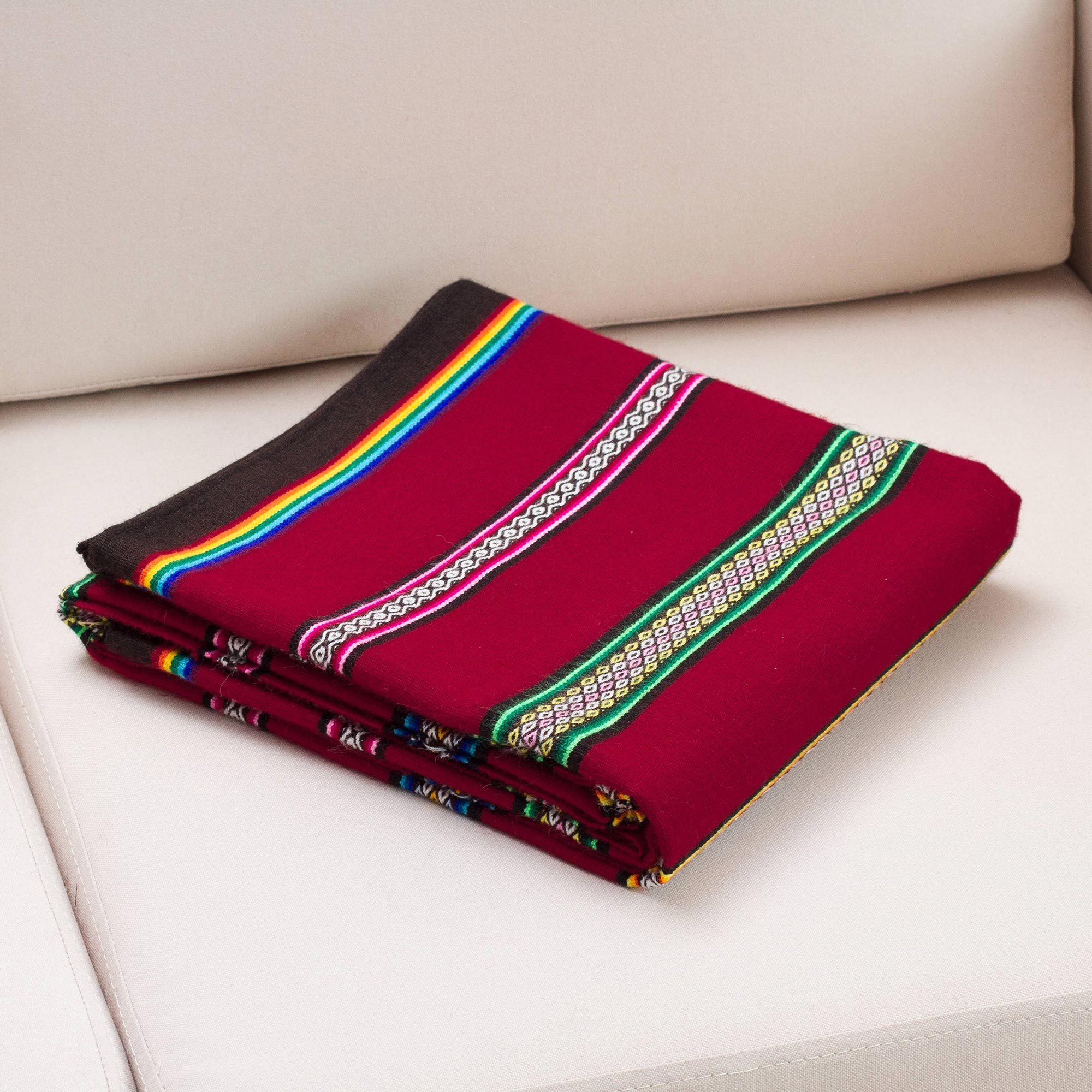 UNICEF Market Hand Woven Striped Alpaca Blend Throw Blanket from Peru