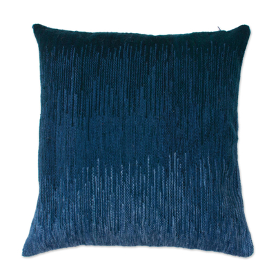 Hand Woven Blue Wool Cushion Cover from Peru
