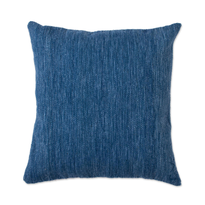 Wool cushion cover, 'Pacific Vibes' - Hand Woven Blue Wool Cushion Cover from Peru