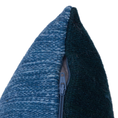 Kissenbezug aus Wolle - Handgewebter Kissenbezug aus blauer Wolle aus Peru