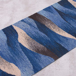 Wool table runner, 'Waves in Motion' - Hand Woven Blue Rectangular Wool Table Runner