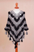 100% alpaca poncho, 'Chic Night' - Hand-Crocheted Grey and Black 100% Alpaca Poncho from Peru (image 2d) thumbail