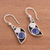 Sodalite dangle earrings, 'Blue Crescent Moon Phase' - Modern Semicircle Sodalite Dangle Earrings from Peru