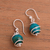 Chrysocolla dangle earrings, 'Planetary Spirals' - Spiral Motif Chrysocolla Dangle Earrings from Peru