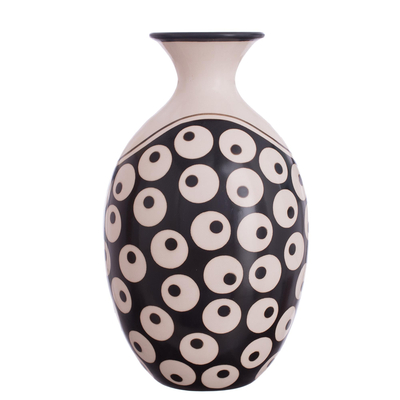 Circle Motif Chulucanas Ceramic Decorative Vase from Peru