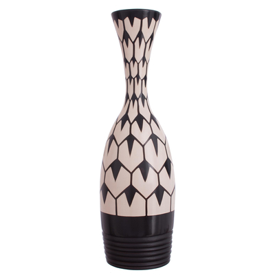 Keramische dekorative Vase, 'Chulucanas Regen'. - Hexagon-Motiv Chulucanas Keramik-Dekorvase aus Peru
