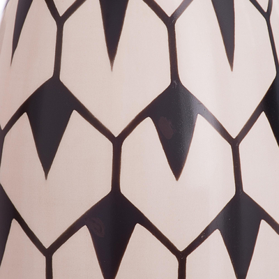 Ceramic decorative vase, 'Chulucanas Rain' - Hexagon Motif Chulucanas Ceramic Decorative Vase from Peru