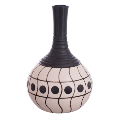 Wave Motif Chulucanas Ceramic Decorative Vase from Peru