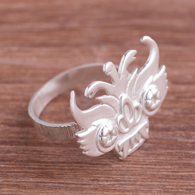 Sterling silver cocktail ring, 'Diablada Style' - Sterling Silver Cultural Cocktail Ring from Peru