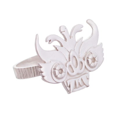 Sterling silver cocktail ring, 'Diablada Style' - Sterling Silver Cultural Cocktail Ring from Peru