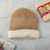 100% alpaca hat, 'Cozy Winter in Tan' - 100% Alpaca Hat in Beige and White from Peru thumbail