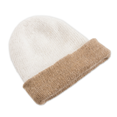 mütze aus 100 % Alpaka - Mütze aus 100 % Alpaka in Beige und Weiß aus Peru