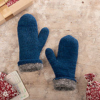 Featured review for 100% alpaca reversible mittens, Striking Contrast in Azure