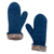 100% alpaca reversible mittens, 'Striking Contrast in Azure' - 100% Alpaca Mittens in Azure and Grey from Peru (image 2a) thumbail