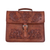 Leather handbag, 'Floral Executive' - Handcrafted Floral Leather Handbag from Peru