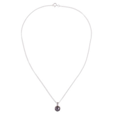 Cultured pearl pendant necklace, 'Floral Wonder in Blue-Grey' - Blue-Grey Cultured Pearl Pendant Necklace from Peru