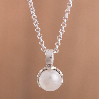 collar con colgante de perlas cultivadas - Collar con colgante de perlas blancas cultivadas de Perú