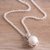 Cultured pearl pendant necklace, 'Floral Wonder in White' - White Cultured Pearl Pendant Necklace from Peru (image 2b) thumbail