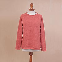 Pima cotton pullover, 'Warm Eden in Guava Pink' - Pima Cotton Pullover in Guava from Peru
