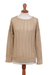 Pima cotton pullover, 'Sweet Warmth in Sand' - Knit Pima Cotton Pullover in Sand from Peru (image 2a) thumbail