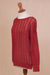 Pima cotton pullover, 'Sweet Warmth in Cinnabar' - Crocheted Pima Cotton Pullover in Cinnabar from Peru (image 2e) thumbail