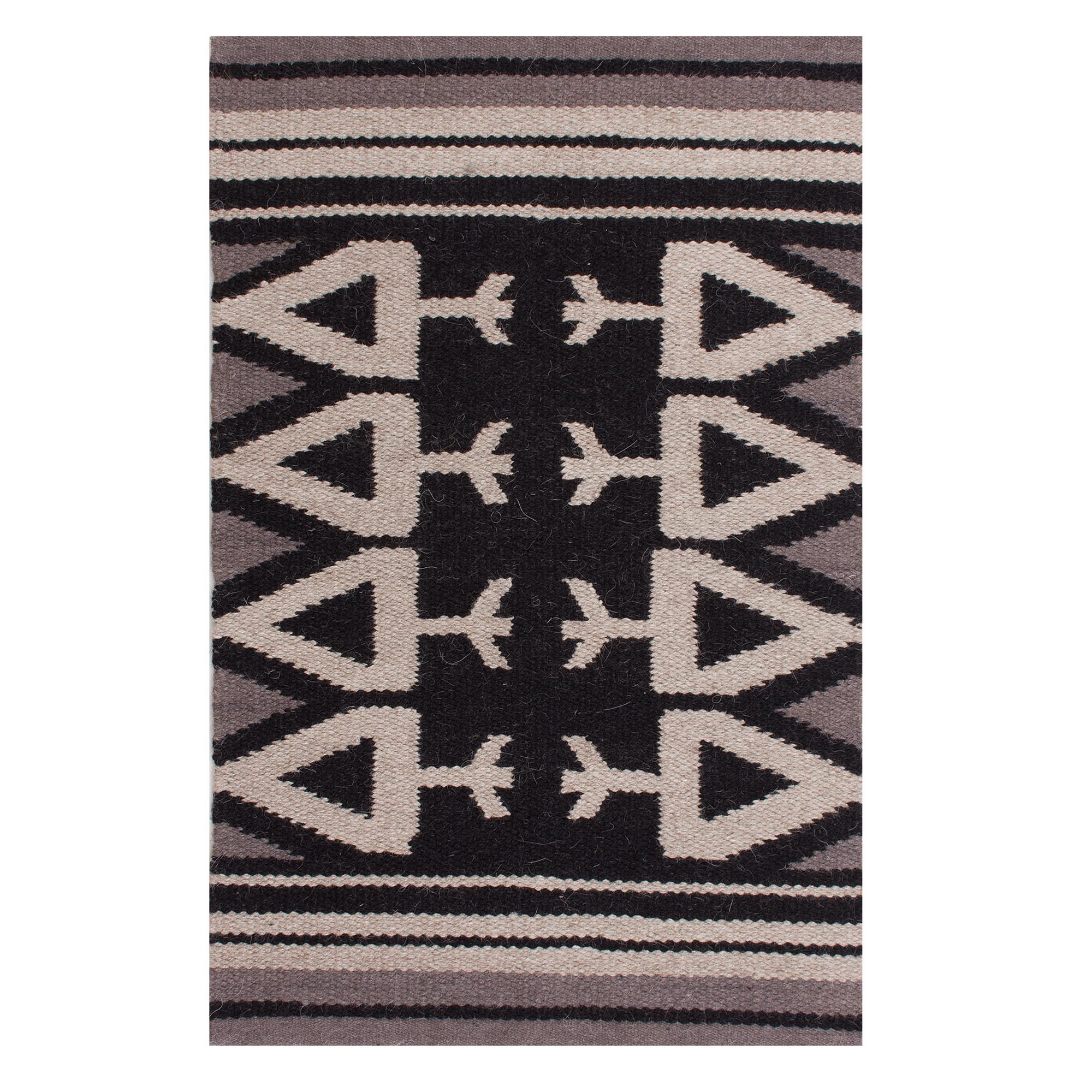 Llama Wool Area Rug in Black and Brown (2x3) from Peru Ancient Mythology NOVICA