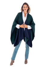 Reversible ombre ruana, 'Andean Vistas' - Reversible Alpaca Blend Ruana in Navy and Kelly Green
