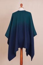 Reversible ombre ruana, 'Andean Vistas' - Reversible Alpaca Blend Ruana in Navy and Kelly Green