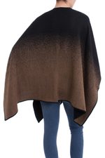 Reversible alpaca blend ruana, 'Andean Vistas in Chestnut Brown' - Reversible Alpaca Blend Ruana in Chestnut Brown and Black