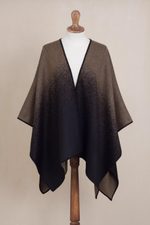 Reversible alpaca blend ruana, 'Andean Vistas in Chestnut Brown' - Reversible Alpaca Blend Ruana in Chestnut Brown and Black