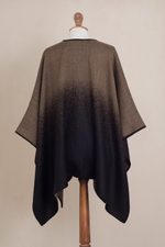 Reversible alpaca blend ruana, 'Andean Vistas in Chestnut Brown' - Reversible Alpaca Blend Ruana in Chestnut Brown and Black