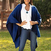 Featured review for Reversible alpaca blend ruana, Andean Wind in Cornflower