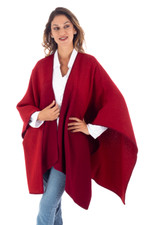 Reversible ombre ruana, 'Andean Vistas in Wine' - Reversible Alpaca Blend Ruana in Tomato and Wine